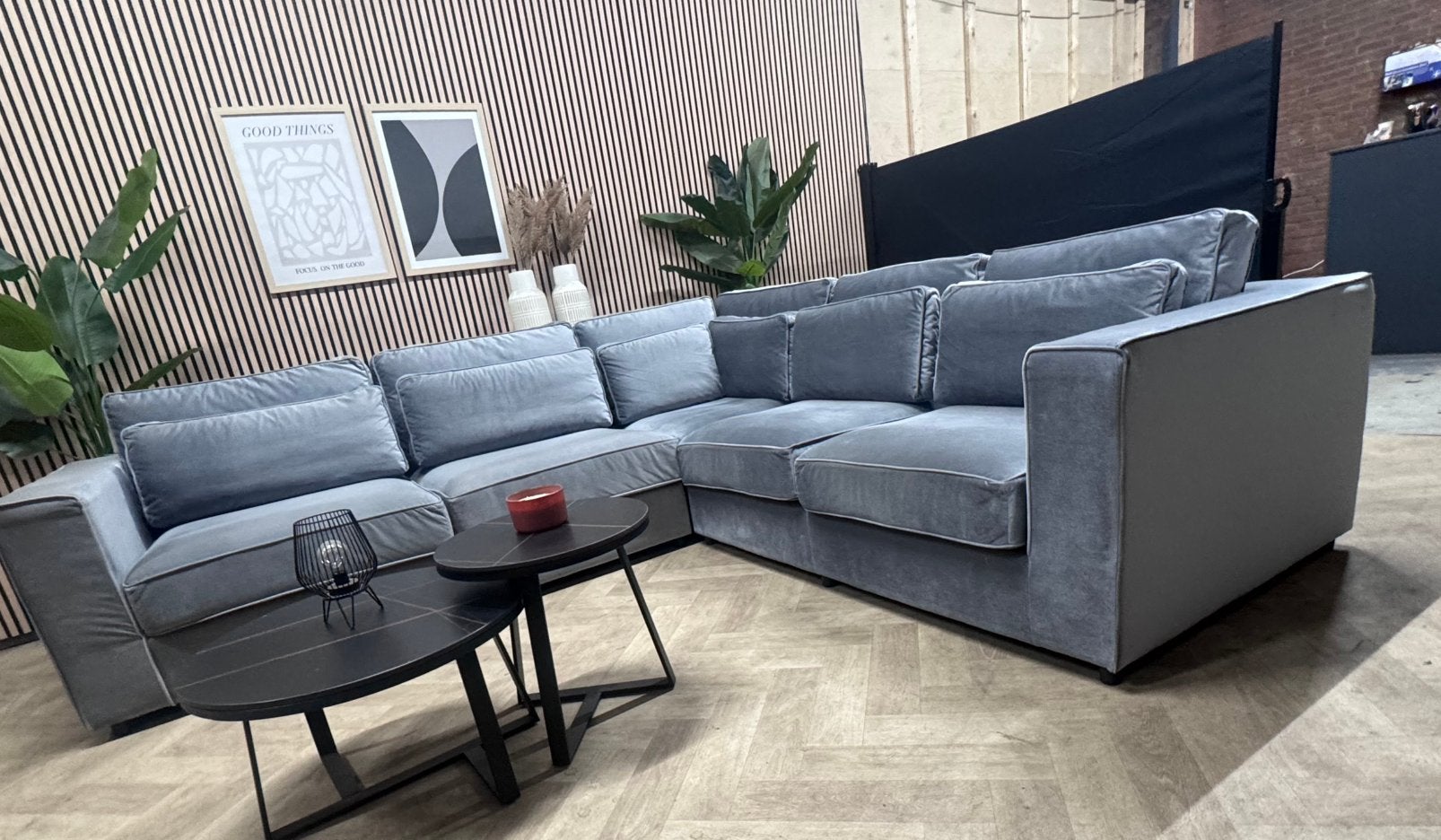 ZGAN Luxe Velvet Velours XL Hoekbank - Grijs - 310 x 290, -, -, Hoekbank, 300 cm of meer