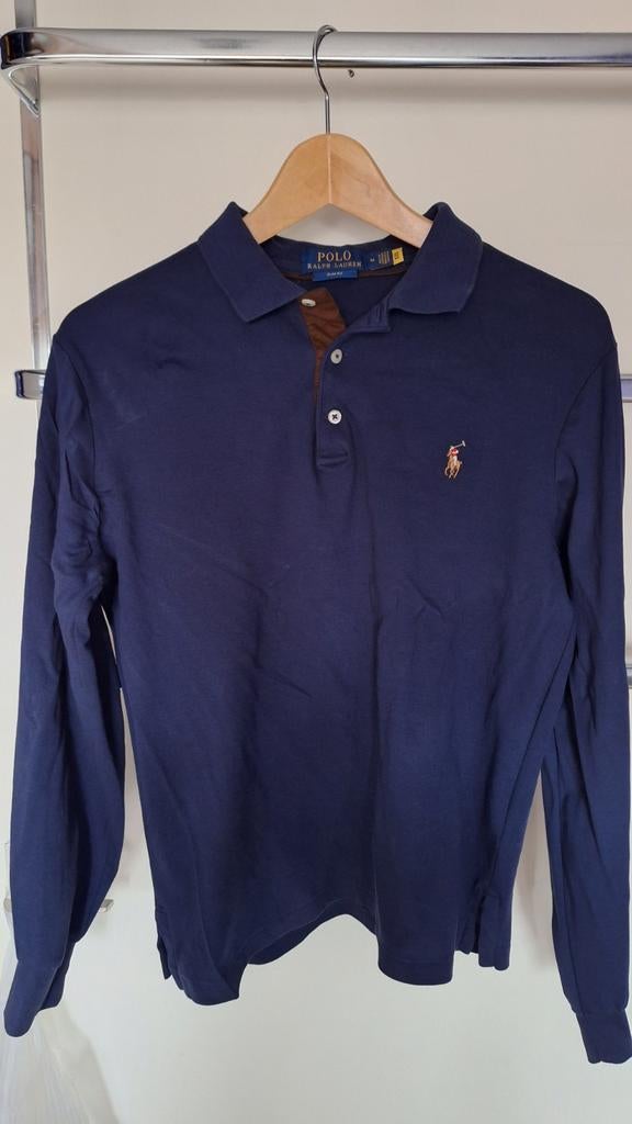 Polo Ralph Lauren Slim Fit Longsleeve Polo M, Ophalen of Verzenden, Maat 48/50 (M), Blauw, Polo Ralph Lauren