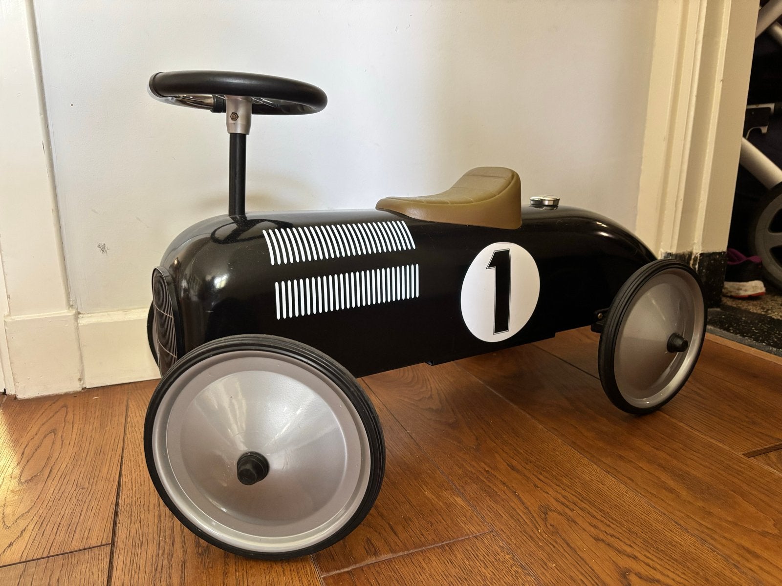 Retro Loopauto Roller Jack - Zwart met nummer 1, Ophalen, Gebruikt, Loopvoertuig