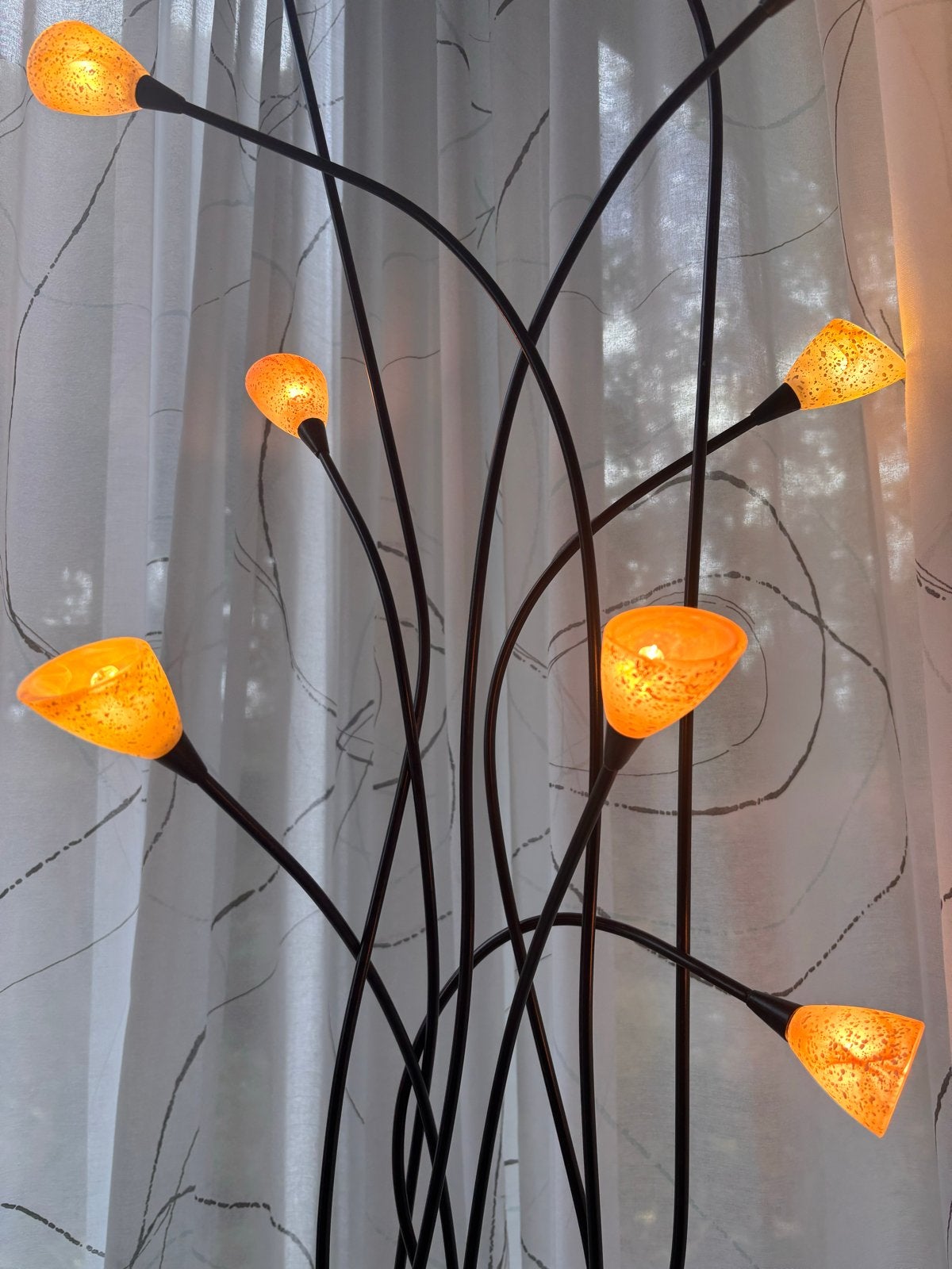 Sfeervolle vloerlamp met kelkjes - Zwart/Oranje, Ophalen, Gebruikt, Overige fittingen, Metaal