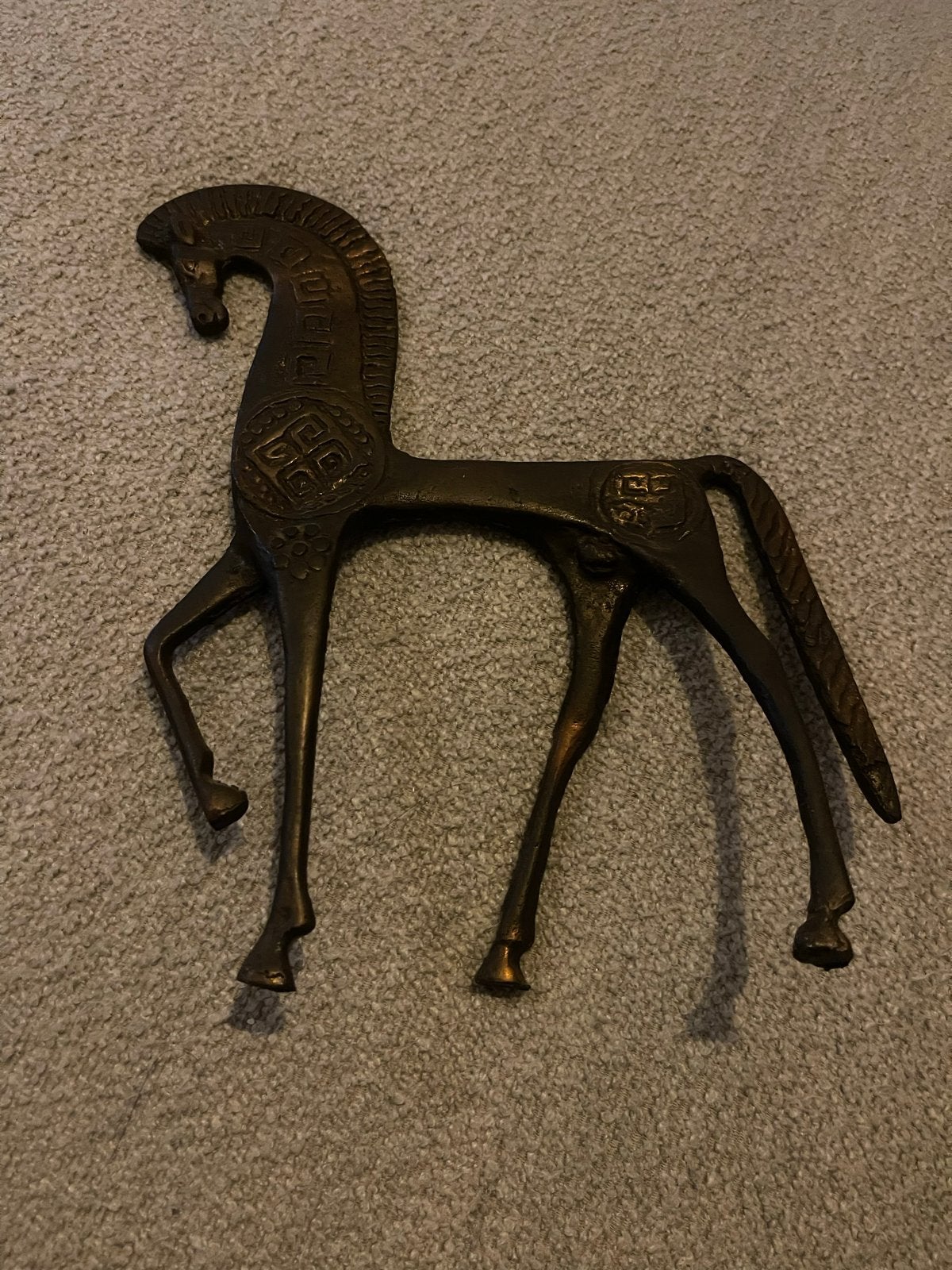 Vintage Grieks paard – bronskleurig metalen beeld, Ophalen of Verzenden, Brons