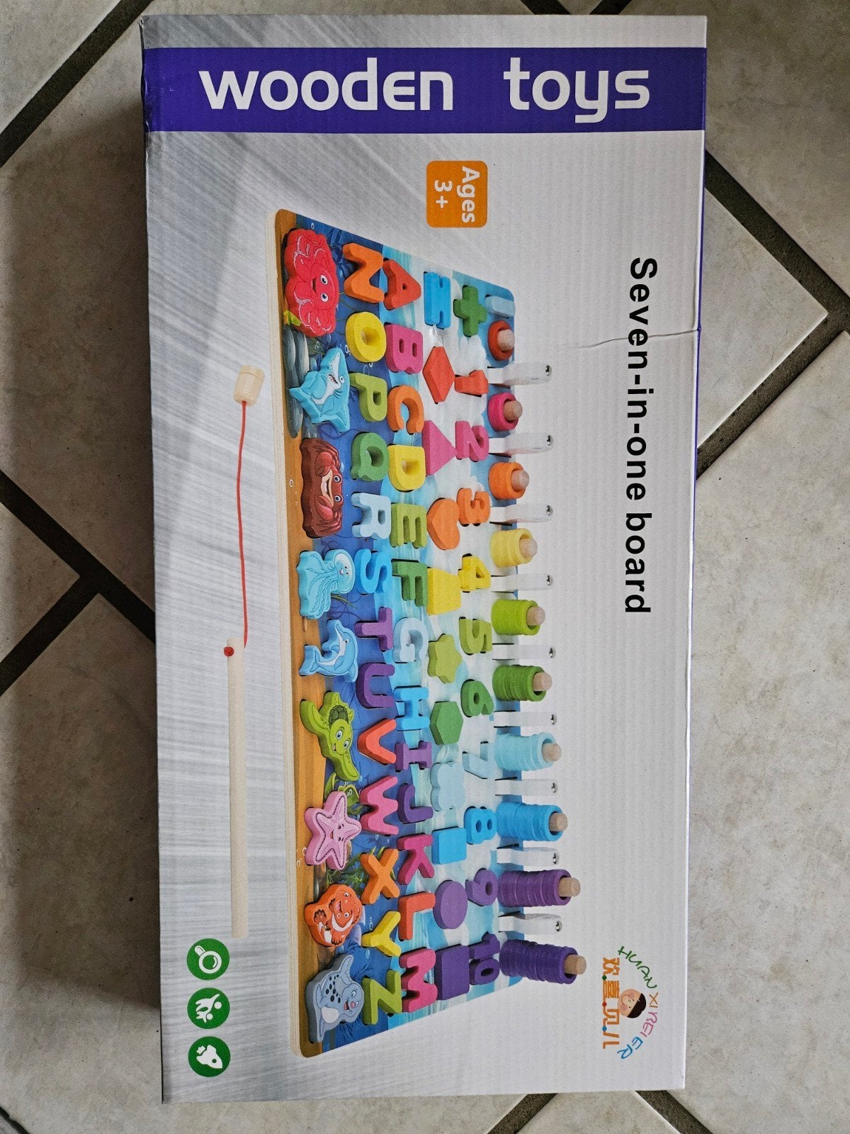 Houten 7-in-1 educatief speelbord voor kinderen, Kinderen en Baby's, Ophalen of Verzenden, Nieuw, Overige typen