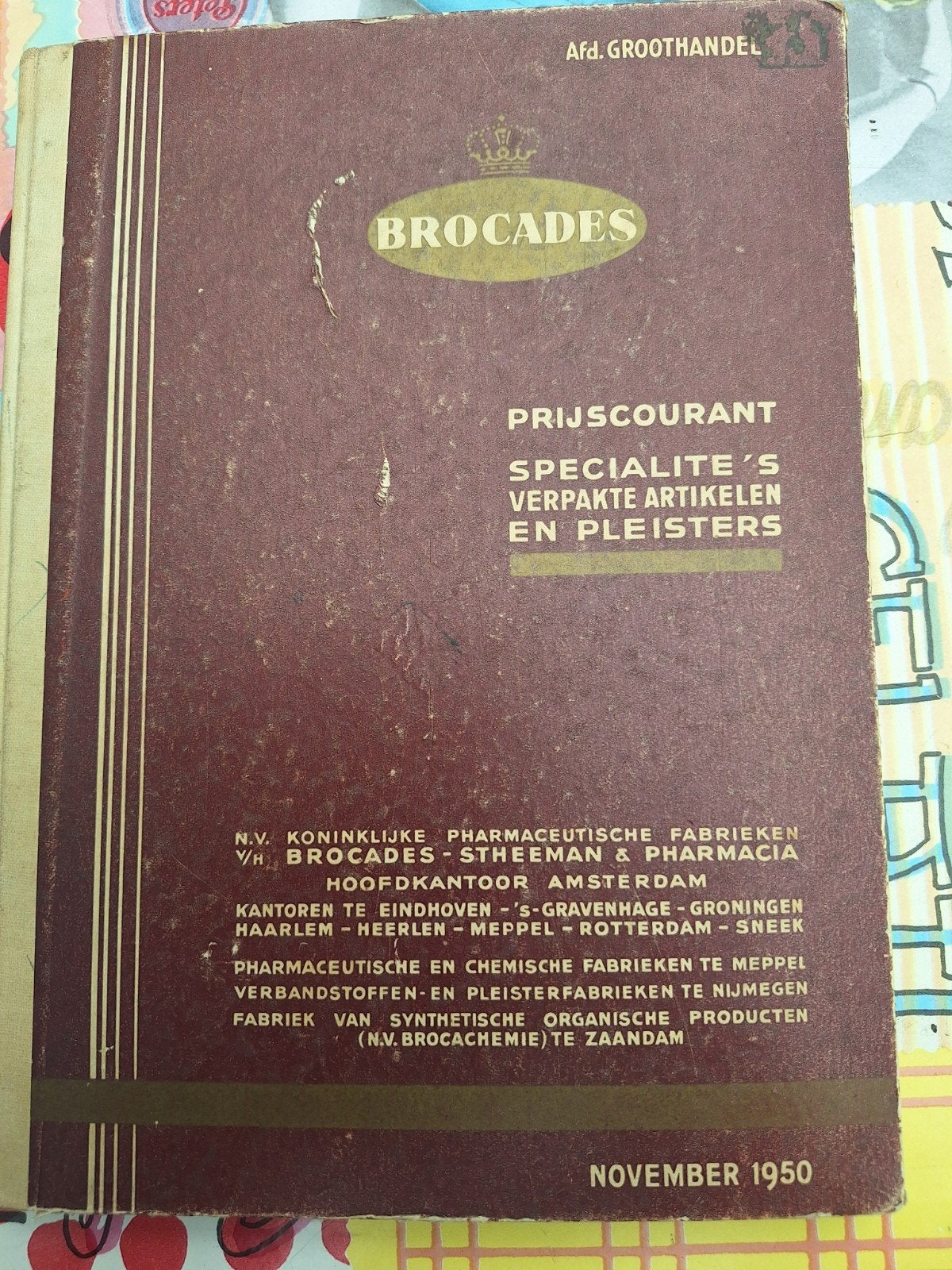 Brocades Prijscourant November 1950 - Farmaceutica, Ophalen of Verzenden, Gelezen, N.V. Koninklijke Pharmaceutische Fabrieken v/h Brocades