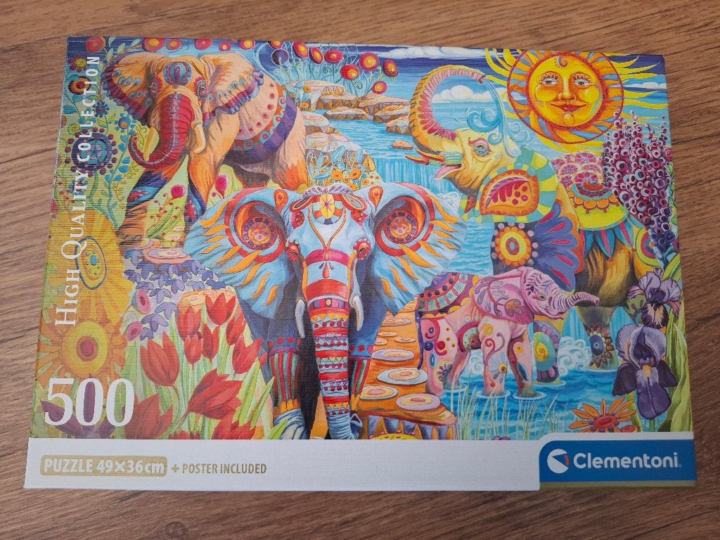 CLEMENTONI Puzzel - Olifanten - 500 Stukjes, Ophalen of Verzenden, 500 t/m 1500 stukjes, Zo goed als nieuw, Legpuzzel