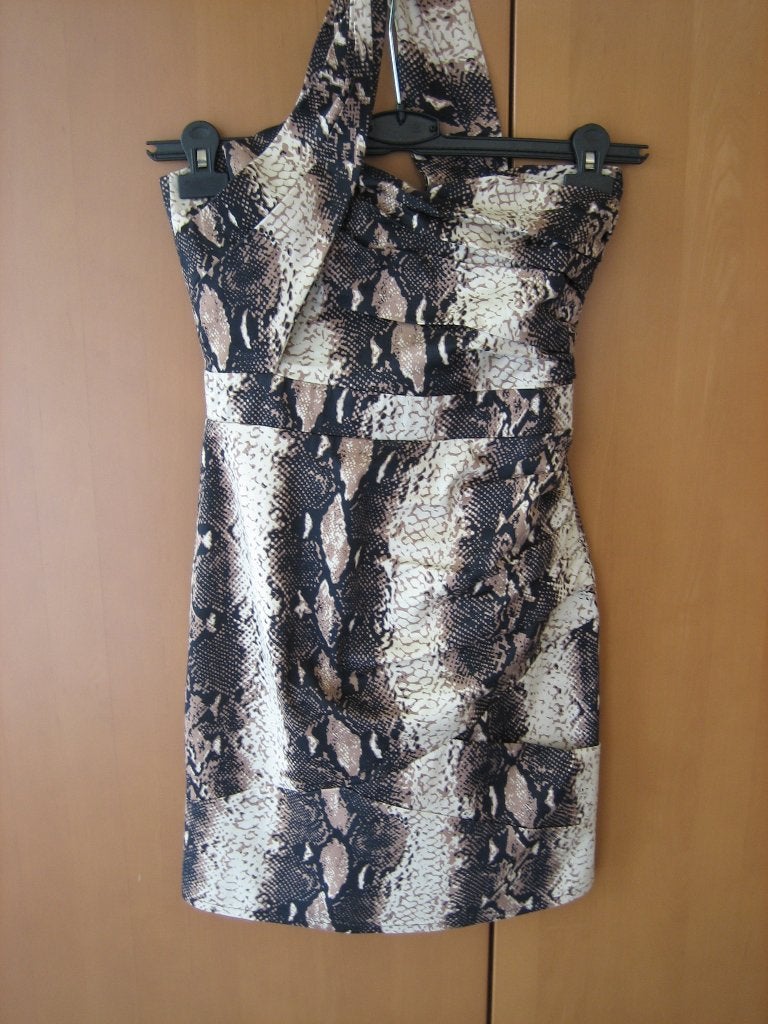Zeer mooi sexy slangenprint jurkje LIPSY LONDON 36 snazzeys, Bruin, Verzenden, Nieuw, Maat 36 (S)