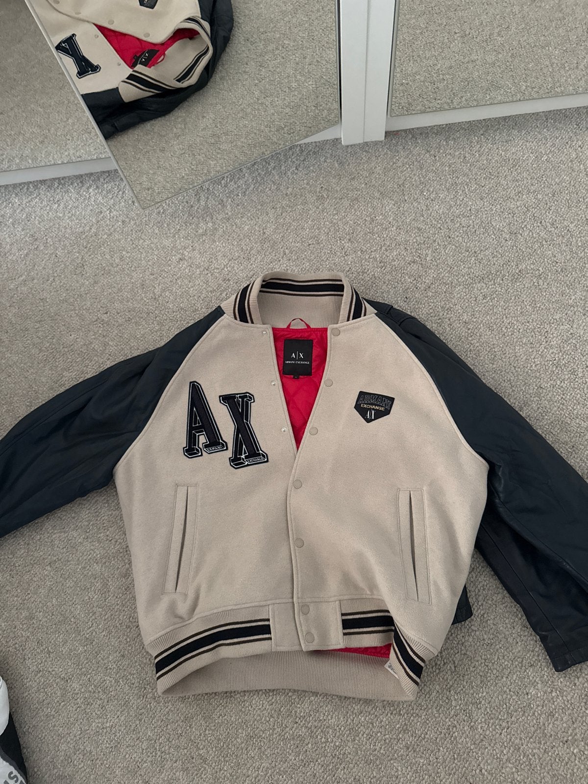 Armani Exchange Varsity Jacket - Maat XL, Ophalen of Verzenden, Zo goed als nieuw, Maat 56/58 (XL), Beige