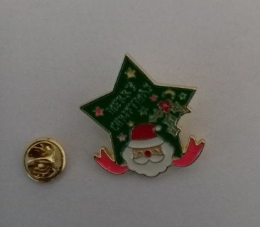 Goudkleurige broche pin kerstman groen, Sieraden, Tassen en Uiterlijk, Broches, Verzenden, Nieuw, Groen, Overige materialen