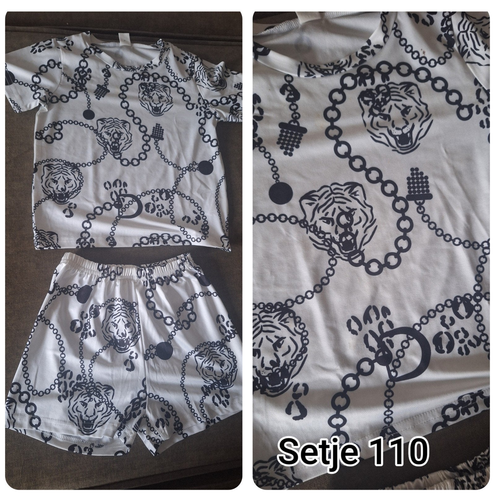 Zomerse setje met tijgerprint en kettingen - Maat 110, Kinderen en Baby's, Kinderkleding | Maat 110, Ophalen