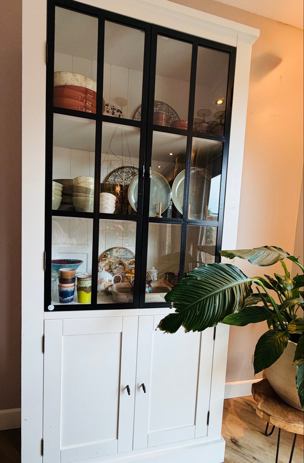 Teakhouten Vitrinekast Troubadour Interiors (Amstelveen), Huis en Inrichting, Ophalen, 200 cm of meer, Teakhout, 50 tot 100 cm