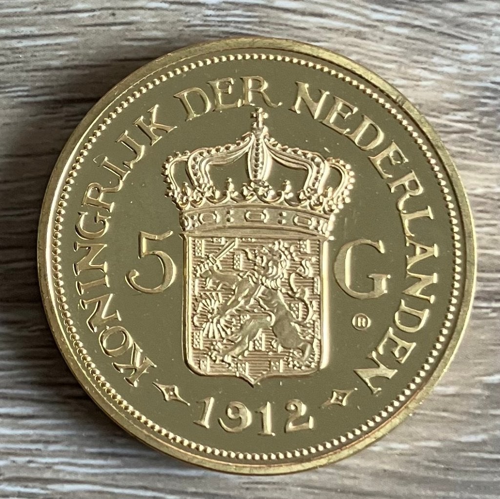 herslag 5 gulden 1912 Wilhelmina, Postzegels en Munten, Munten | Nederland, Ophalen, Koningin Wilhelmina, 5 gulden, Losse munt