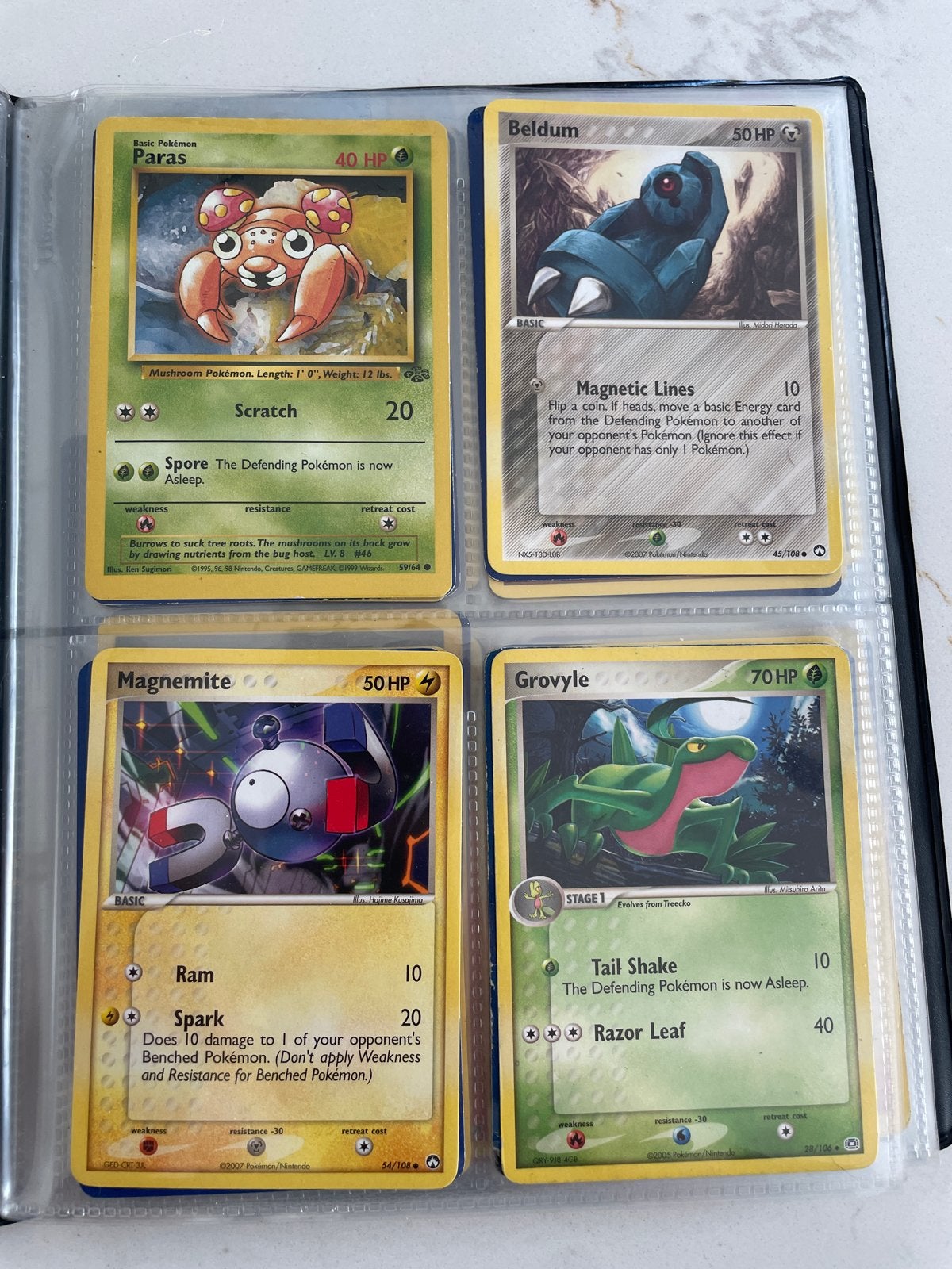 Pokémon Kaarten Set: Paras, Beldum, Magnemite, Grovyle, Ophalen, Gebruikt, Meerdere kaarten