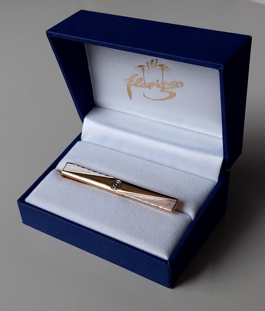 spe. goudvergulde DASSPELD op 925 zilver met streepdesign, Flamingo, Ophalen of Verzenden, Zo goed als nieuw, Met patroon
