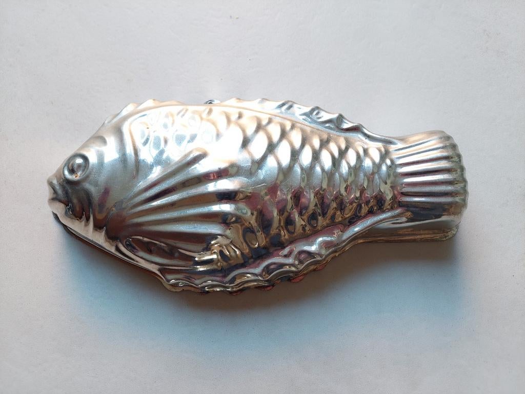 Vintage metalen vis bakvorm / patévorm - ca. 23 cm, Ophalen of Verzenden