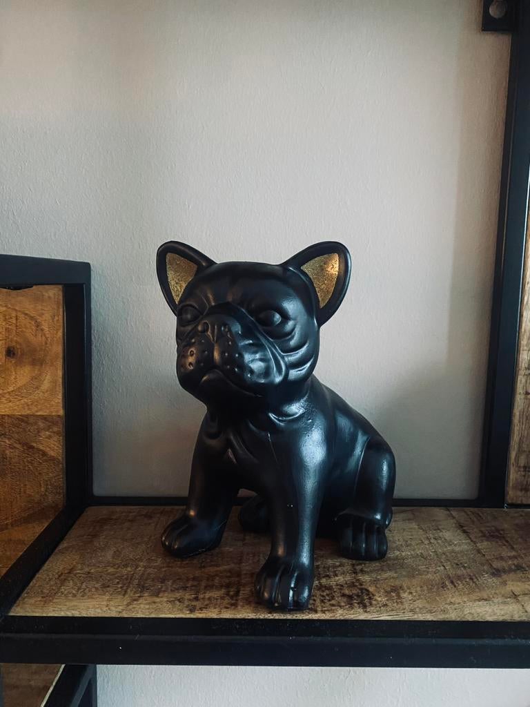 Franse buldog beeld zwart/goud 17cm hoog, Ophalen of Verzenden, Nieuw, Dier