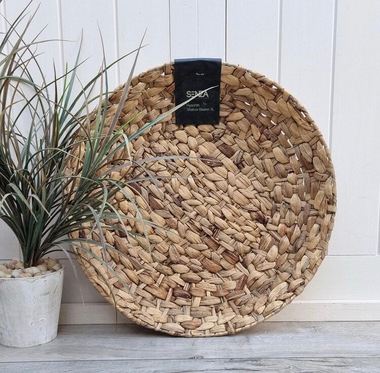 Large shallow bowl SENZA wicker tray gevlochten rieten mand, Ophalen of Verzenden, Nieuw, Rond, Riet