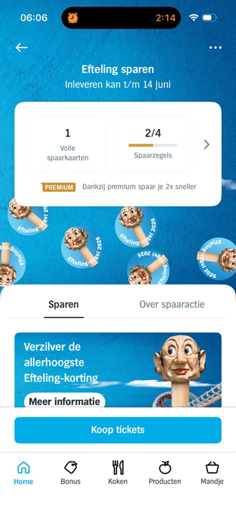 Gratis Eftelingzegels AH, Tickets en Kaartjes, Eén persoon, Kortingsbon, Pretpark