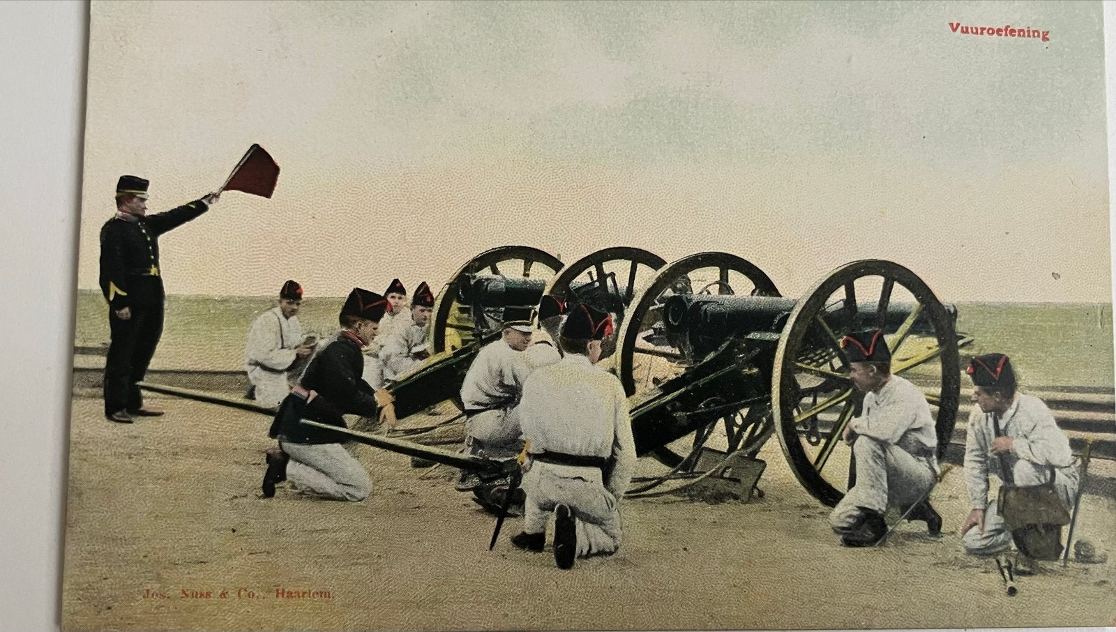 Oude ansichtkaart 'Vuuroefening' Vesting Artillerie, Verzamelen, Ophalen, Voor 1920, Ongelopen, Politiek en Historie