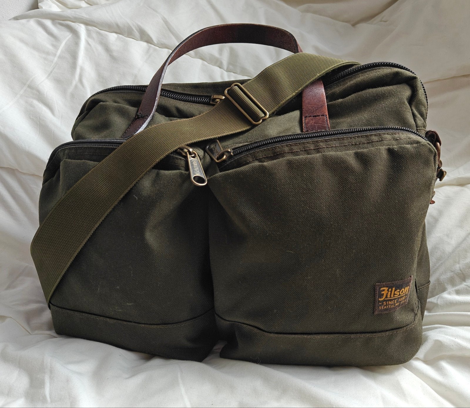 Filson Original Briefcase - Olijfgroen, 40 cm of meer, Zo goed als nieuw, 30 tot 45 cm, Ophalen