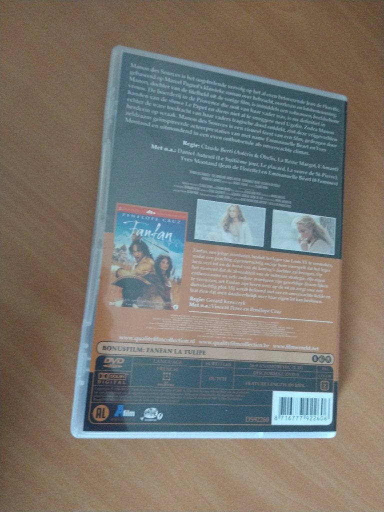 DVD Manon des Sources + bonusfilm Fanfan la Tulipe, Alle leeftijden, Ophalen of Verzenden, Zo goed als nieuw