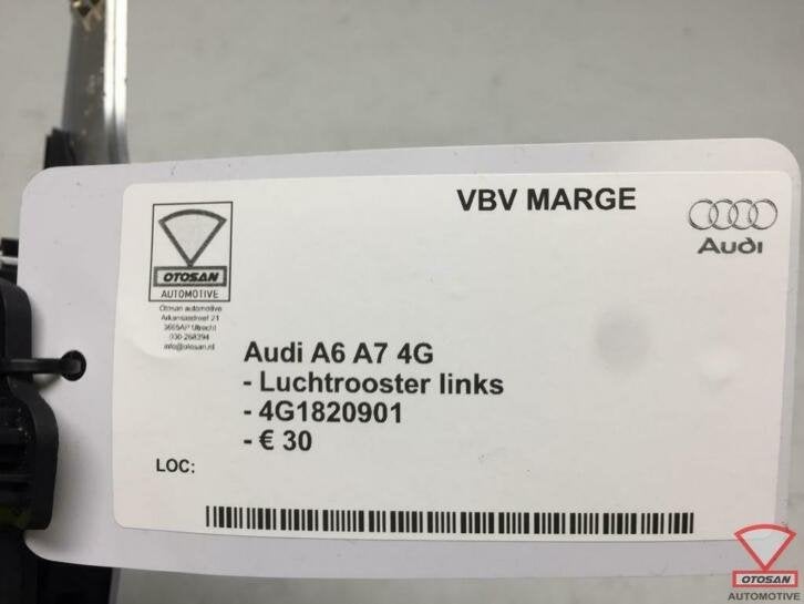 audi a6 a7 4g luchtrooster links dashboard 4g1820901, Auto-onderdelen, Gebruikt, AUDI AG, Auto-Union-Strasse 1
85045  Ingolstadt, DE