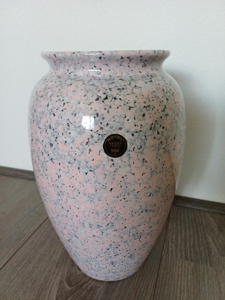 Vintage Royal vaas roze gespikkeld, jaren '80, 26 cm, Antiek en Kunst, Ophalen