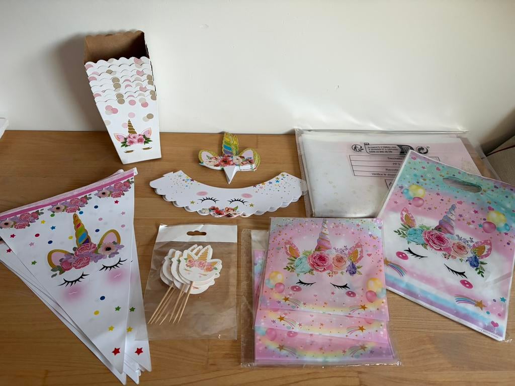 Unicorn |Kinderfeestje|Uitdeel zakjes|Cupcake|Feestartikelen, Ophalen of Verzenden, Nieuw, Versiering, Verjaardag