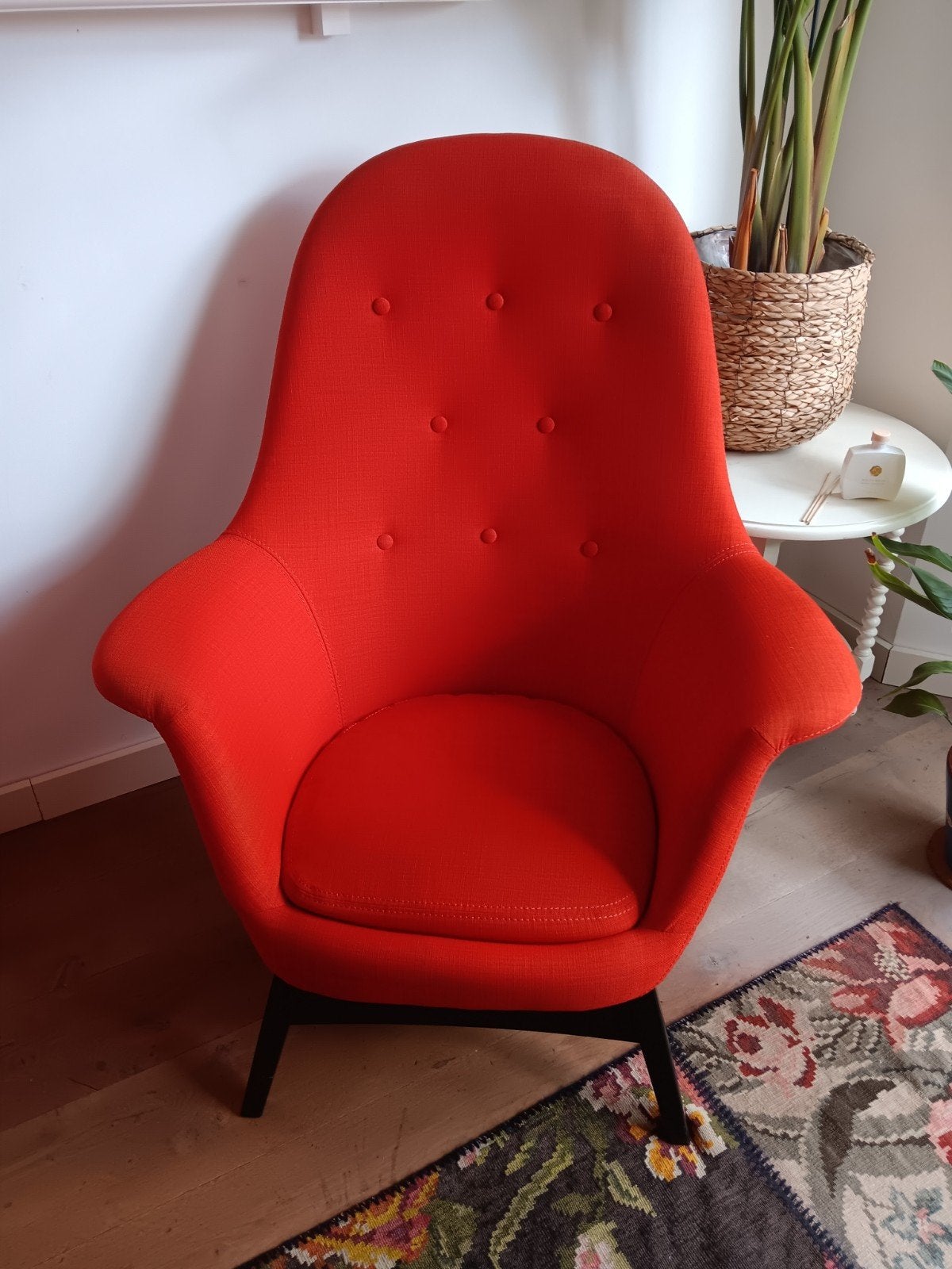 Ikea fauteuil rood/oranje - Comfortabele en stijlvolle stoel, Ophalen, Modern, Comfortabel, 75 tot 100 cm, Zo goed als nieuw