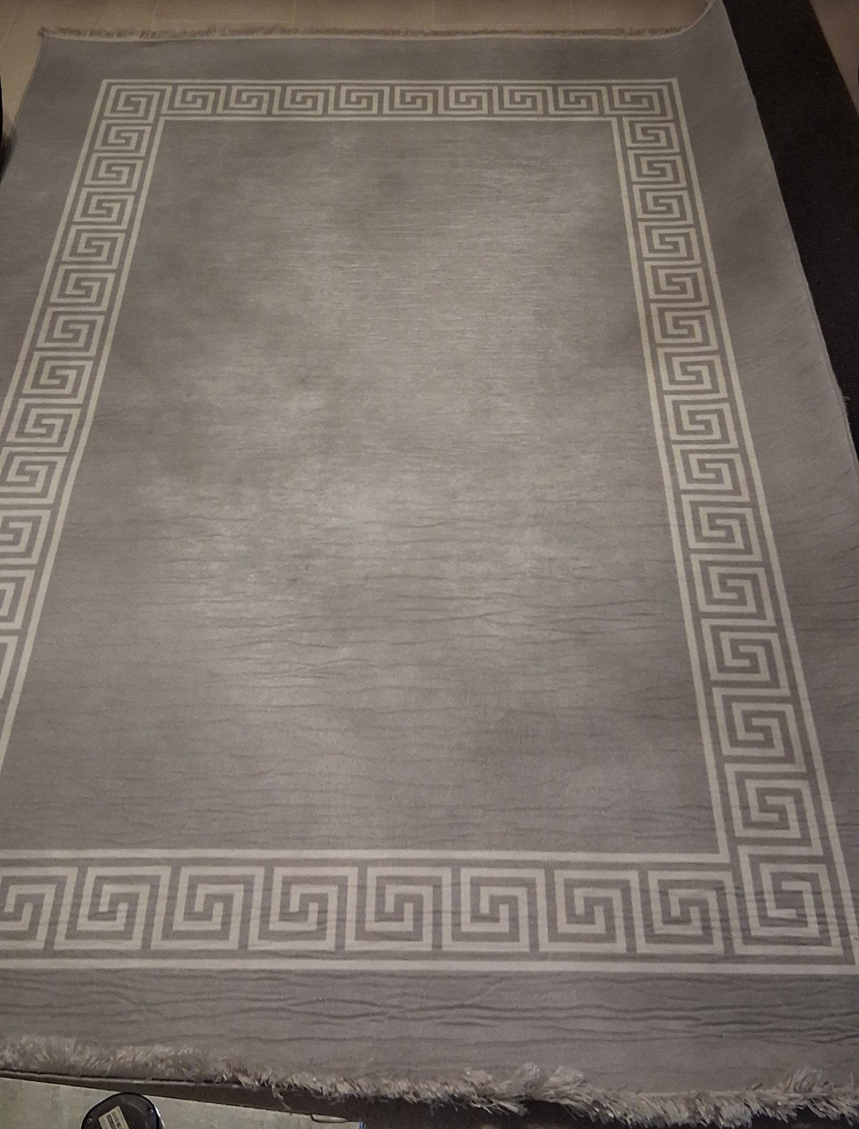 Stijlvol grijs vloerkleed met Griekse rand, Ophalen, Modern, Klassiek, Grieks, 150 tot 200 cm, 200 cm of meer