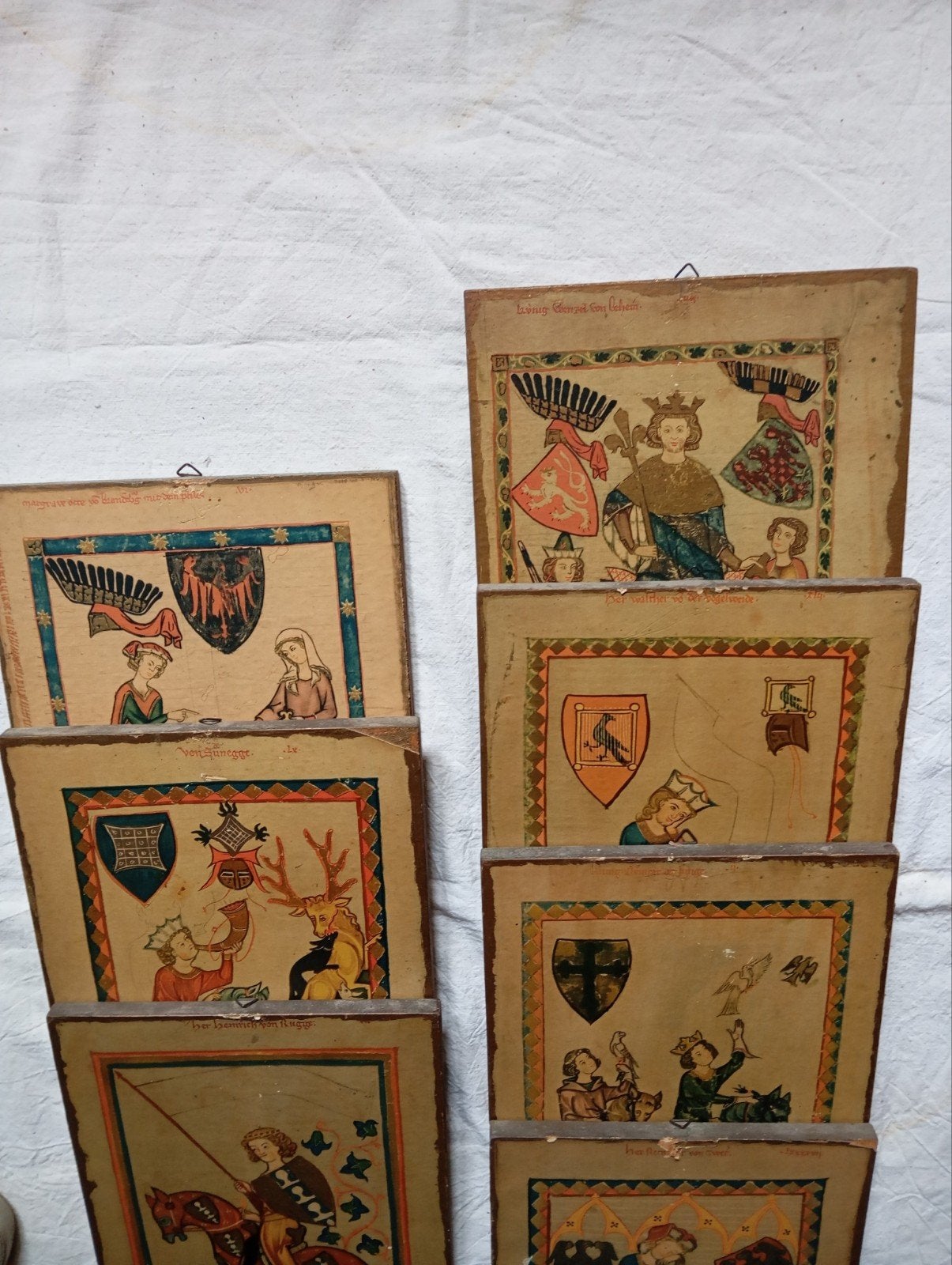 7 oude platen van beroemdheden uit de oudheid op board, Antiek en Kunst, Ophalen of Verzenden