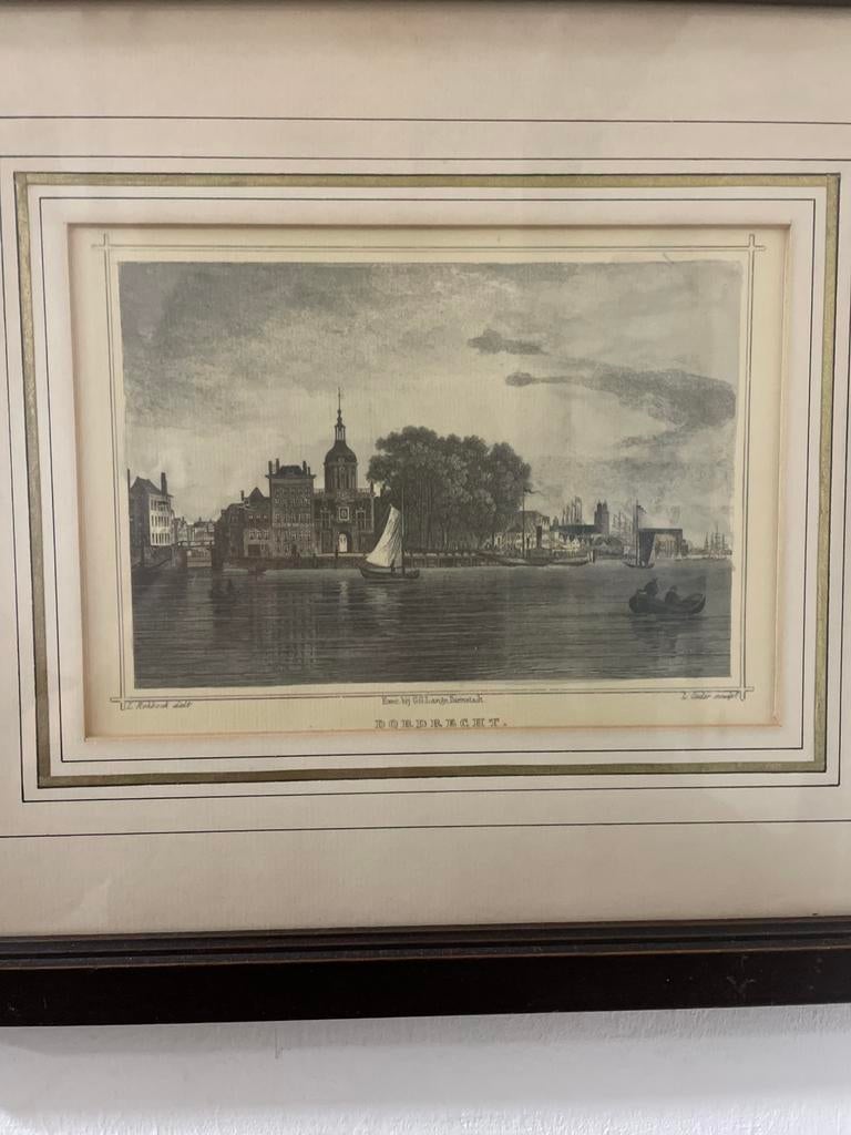 Oude prents dordrecht, Antiek en Kunst, Kunst | Etsen en Gravures, Ophalen of Verzenden, Ingelijst