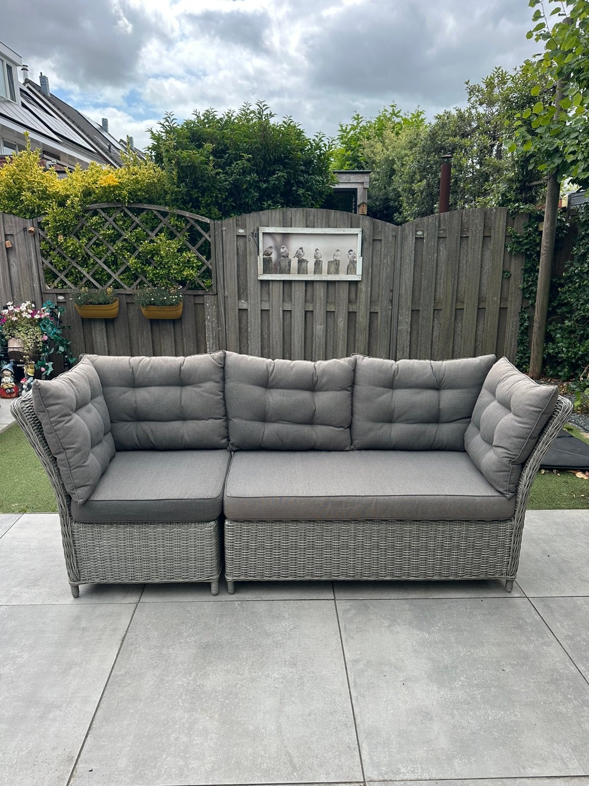 Tuinbank rond wicker incl kussens - bezorgen mogelijk, Ophalen, Zo goed als nieuw, Wicker, Bank