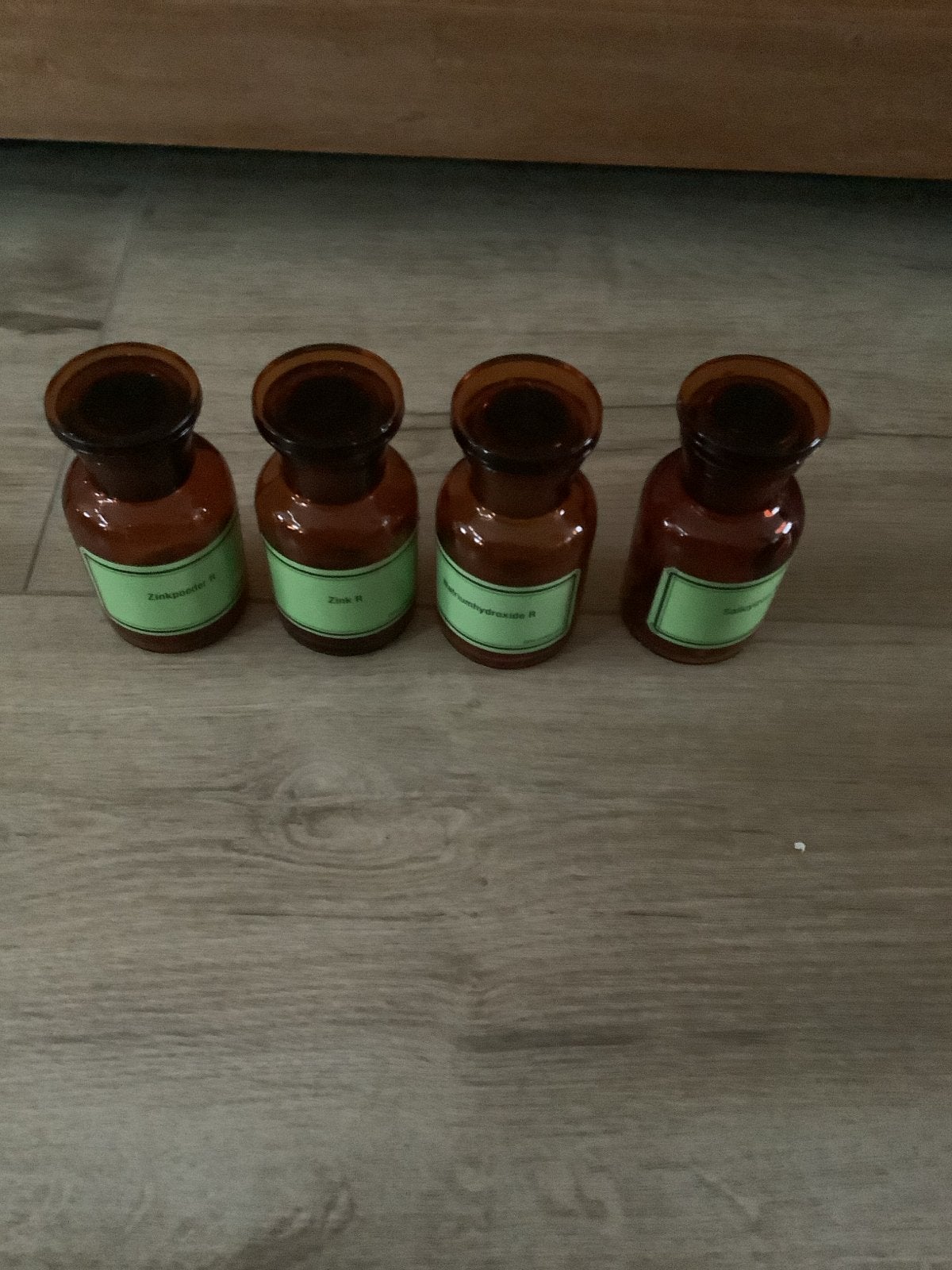 Set van 4 Apothekersflessen - Vintage Bruin Glas, Ophalen of Verzenden