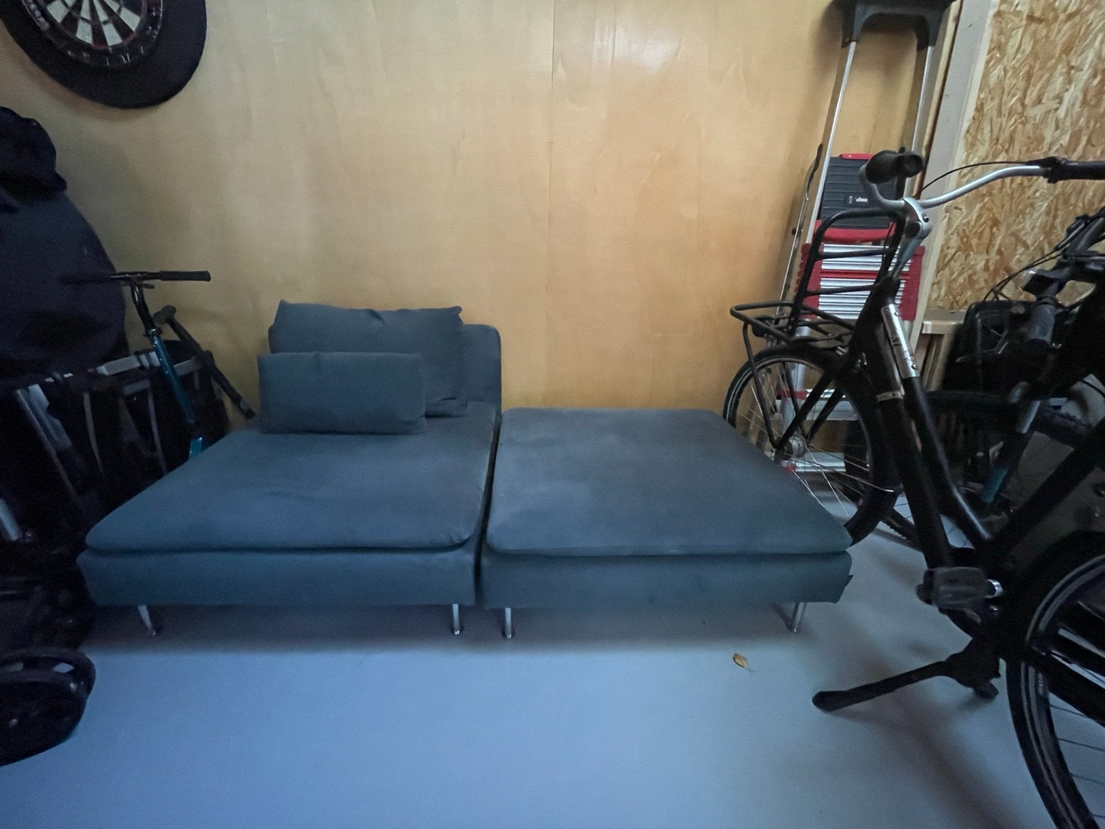 Stoel + poef Ikea Soderhamn, Huis en Inrichting, Ophalen, Gebruikt, 150 tot 200 cm, Tweepersoons