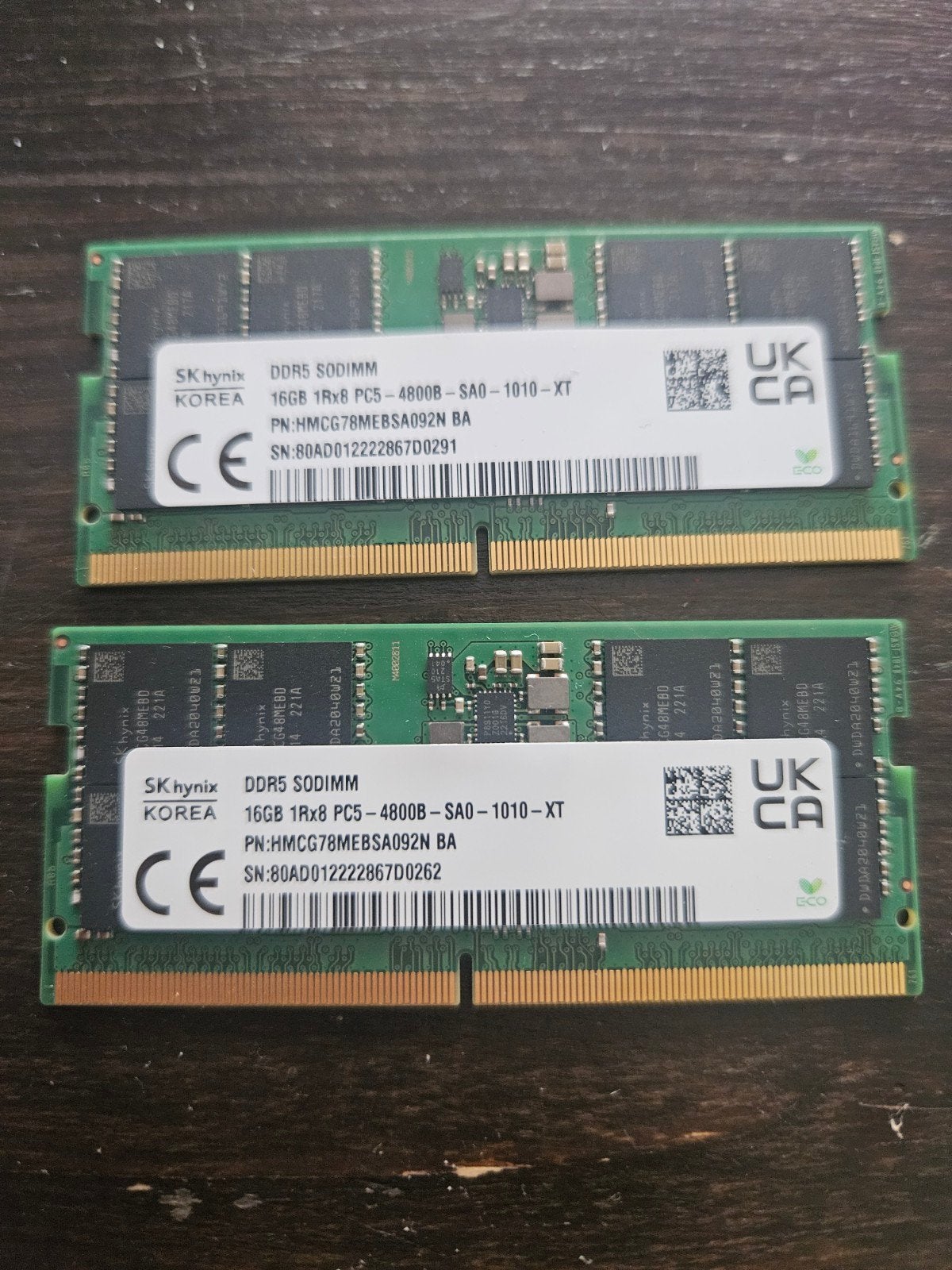 SK Hynix 2x 16 GB DDR5 SODIMM 4800 MT/s RAM, Computers en Software, RAM geheugen, 32 GB, Verzenden, Zo goed als nieuw, DDR5