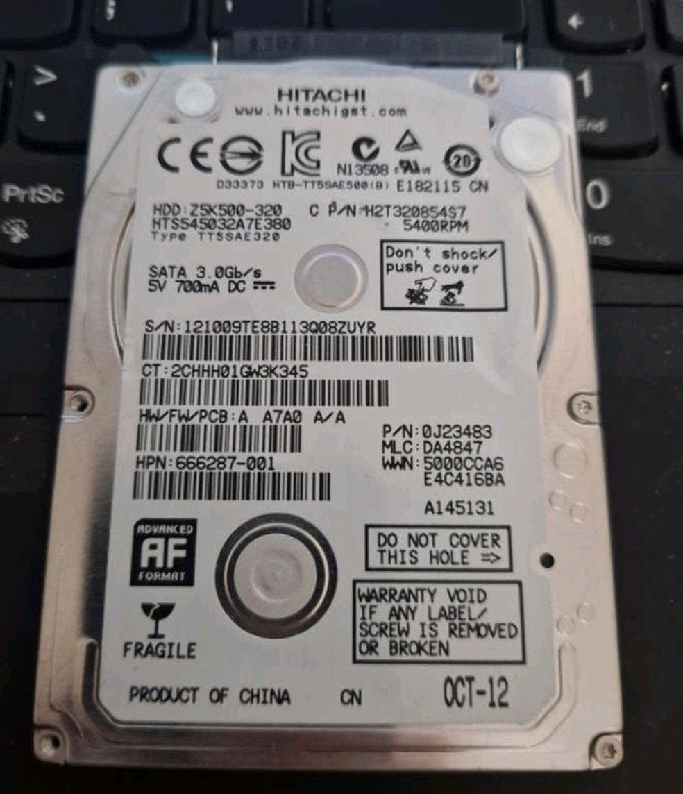 Hitachi HDD 320 GB, Ophalen, Laptop