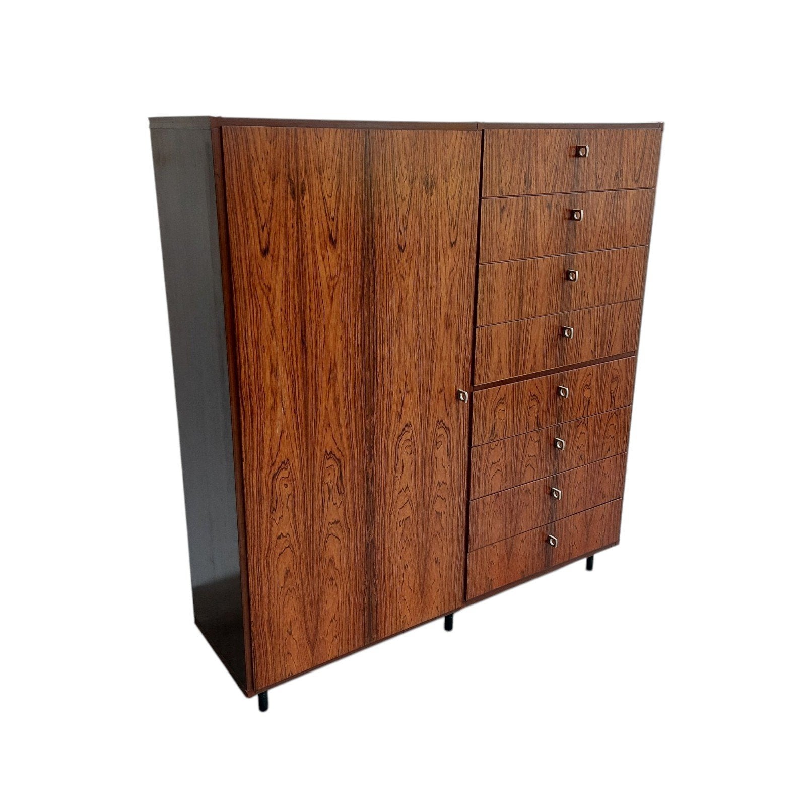 Vintage palissander ladenkast, opbergkast, Huis en Inrichting, Ophalen, Gebruikt, 100 tot 150 cm, 5 laden of meer