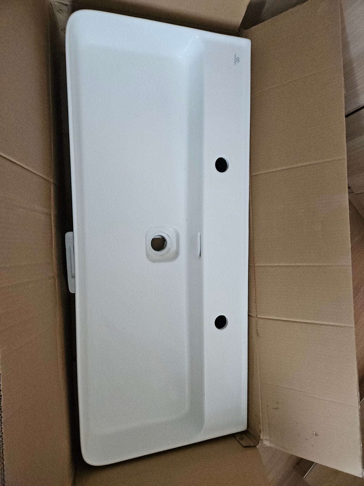 Witte Keramische Wastafel ideal standaart 100x43, Ophalen, Zo goed als nieuw, Steen, Wastafel