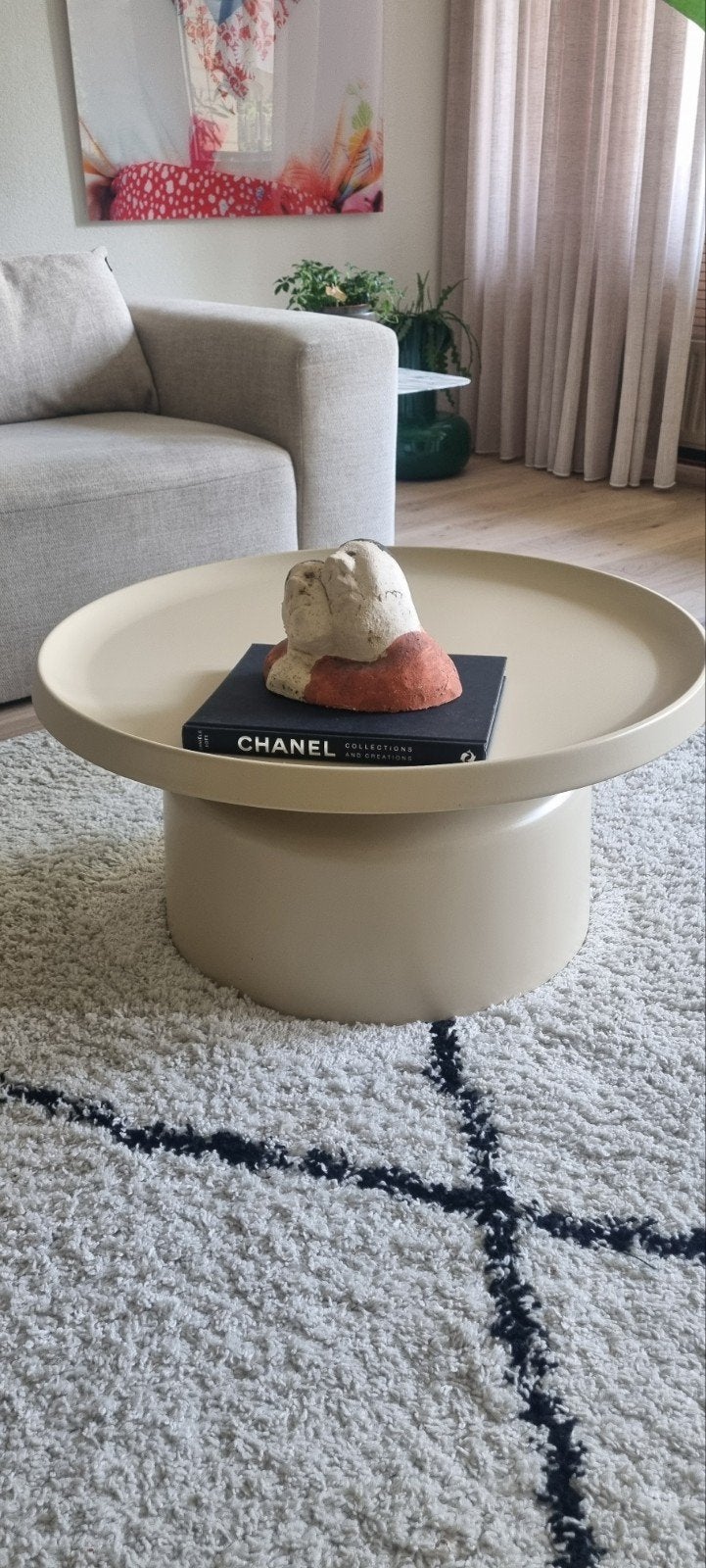 ronde salontafel Woood - metaal, zandkleur, Overige materialen, 50 tot 100 cm, Rond, Zo goed als nieuw