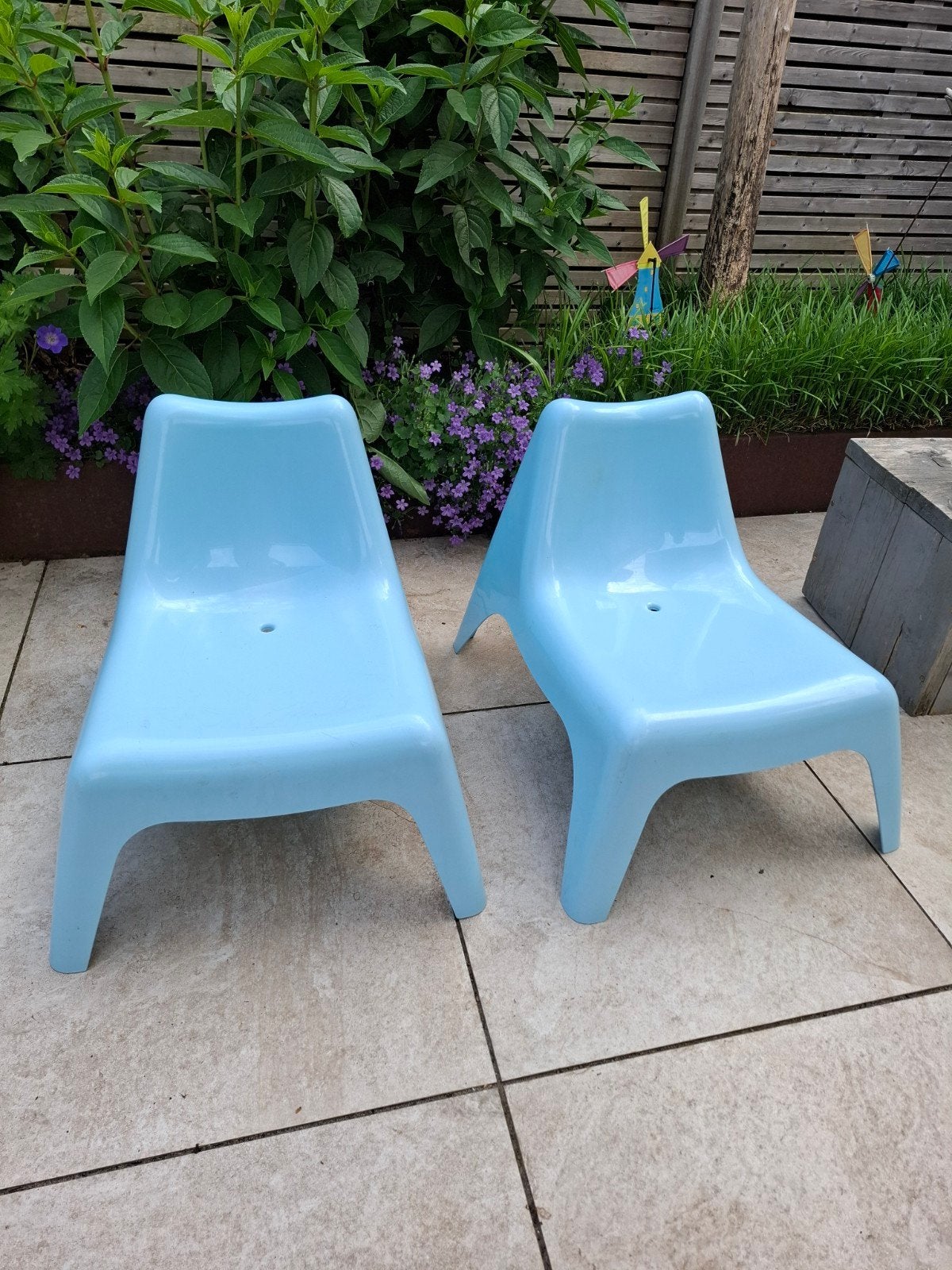 Ikea kinderstoelen voor buiten, lichtblauw, goede staat, Ophalen, Gebruikt, Stoel(en)