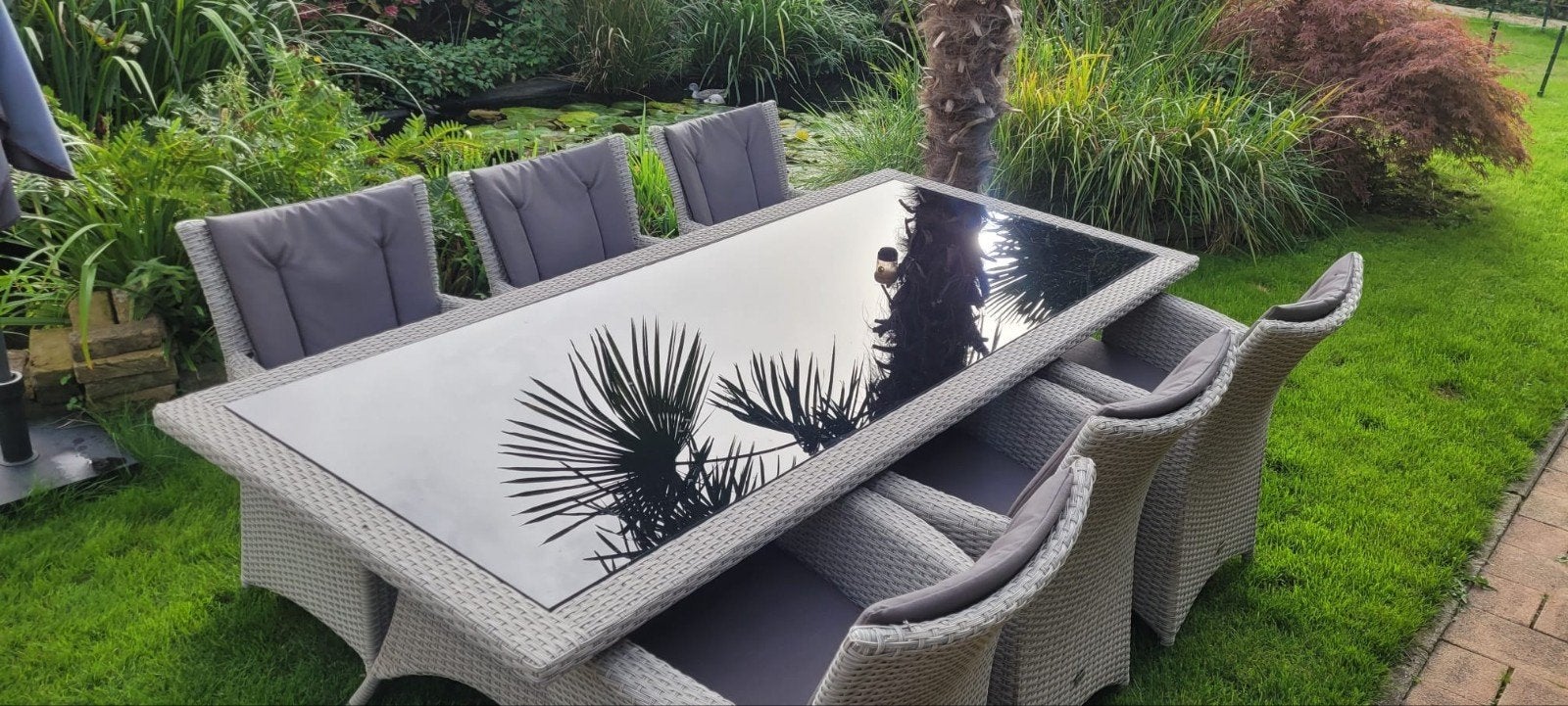 Tafel met 6 stoelen met gratis Loungeset en plantenbakken, Ophalen, Gebruikt, Eettafel