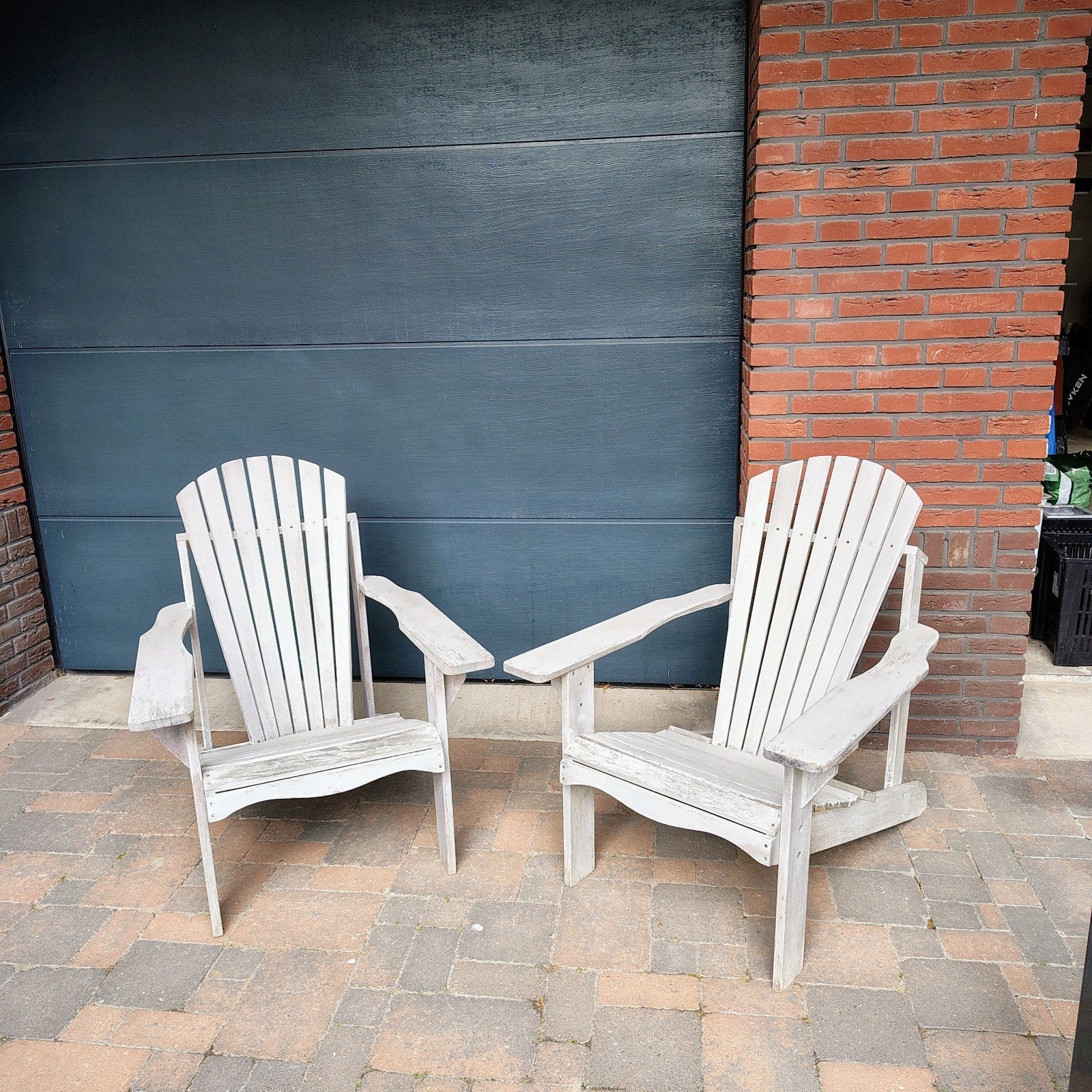 Set van 2 Adirondack stoelen - wit hout, Tuin en Terras, Tuinstoelen, Ophalen of Verzenden, Gebruikt, Hout