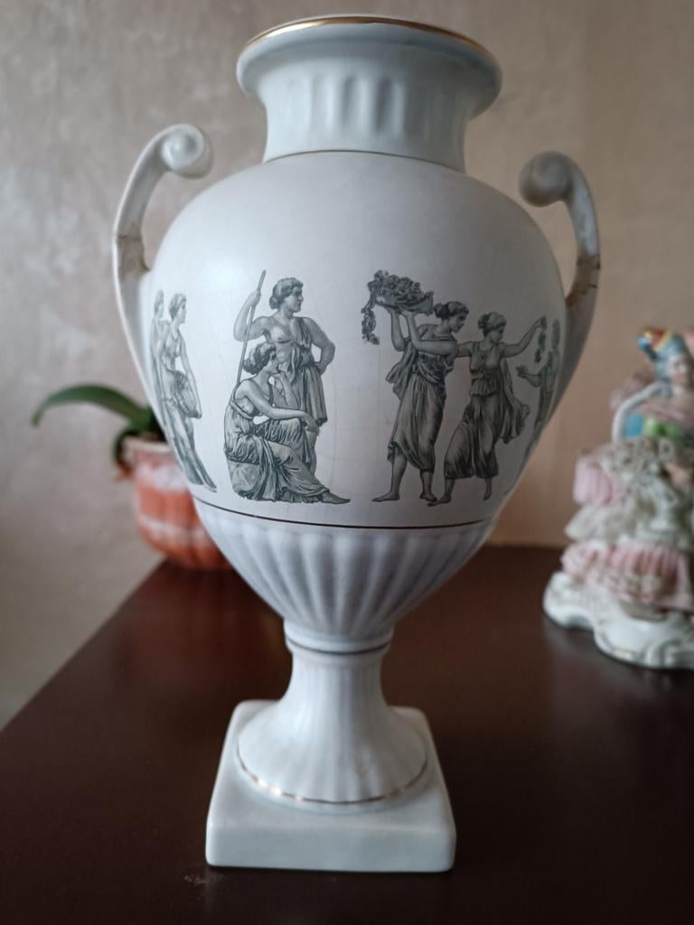 Antieke Flora Gouda Holland Romana Vaas met Handvatten, Antiek en Kunst, Ophalen of Verzenden