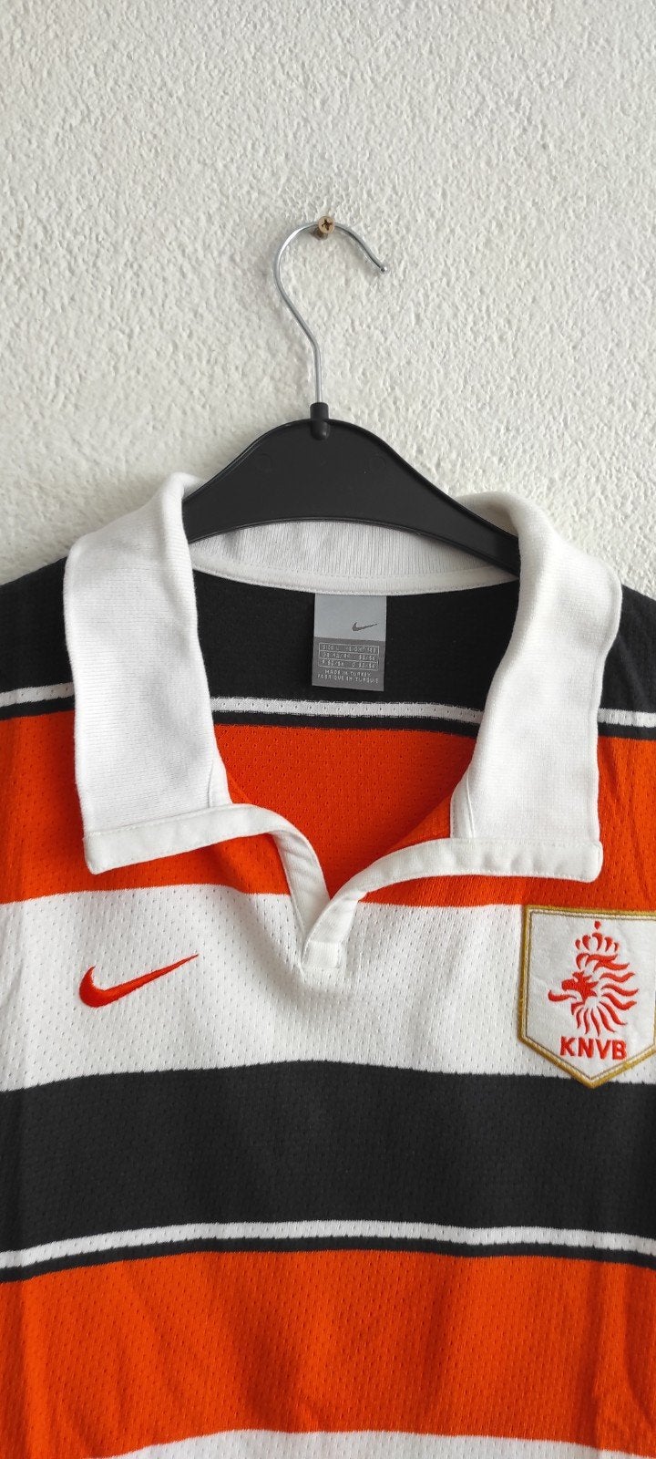 Vintage Nike KNVB Oranje gestreept voetbalshirt - Maat L, Maat 52/54 (L), Nike, Oranje, Ophalen of Verzenden
