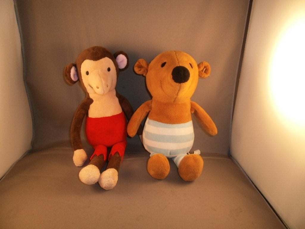dierendorpje knuffels Willem beer 26 cm en piet het aap 32cm, Overige merken, Overige karakters, Nieuw, Ophalen of Verzenden