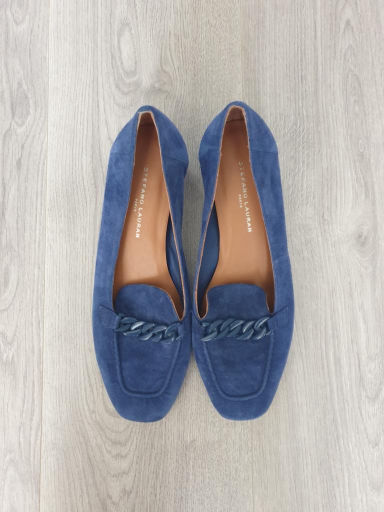 Stefano Lauran suède schoenen  - Blauw, Kleding | Dames, Schoenen, Blauw, Instappers, Ophalen of Verzenden, Zo goed als nieuw