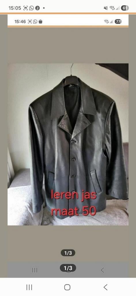Zwarte leren jas maat 50 €25, Ophalen of Verzenden, Zo goed als nieuw, Maat 46/48 (XL) of groter, Zwart
