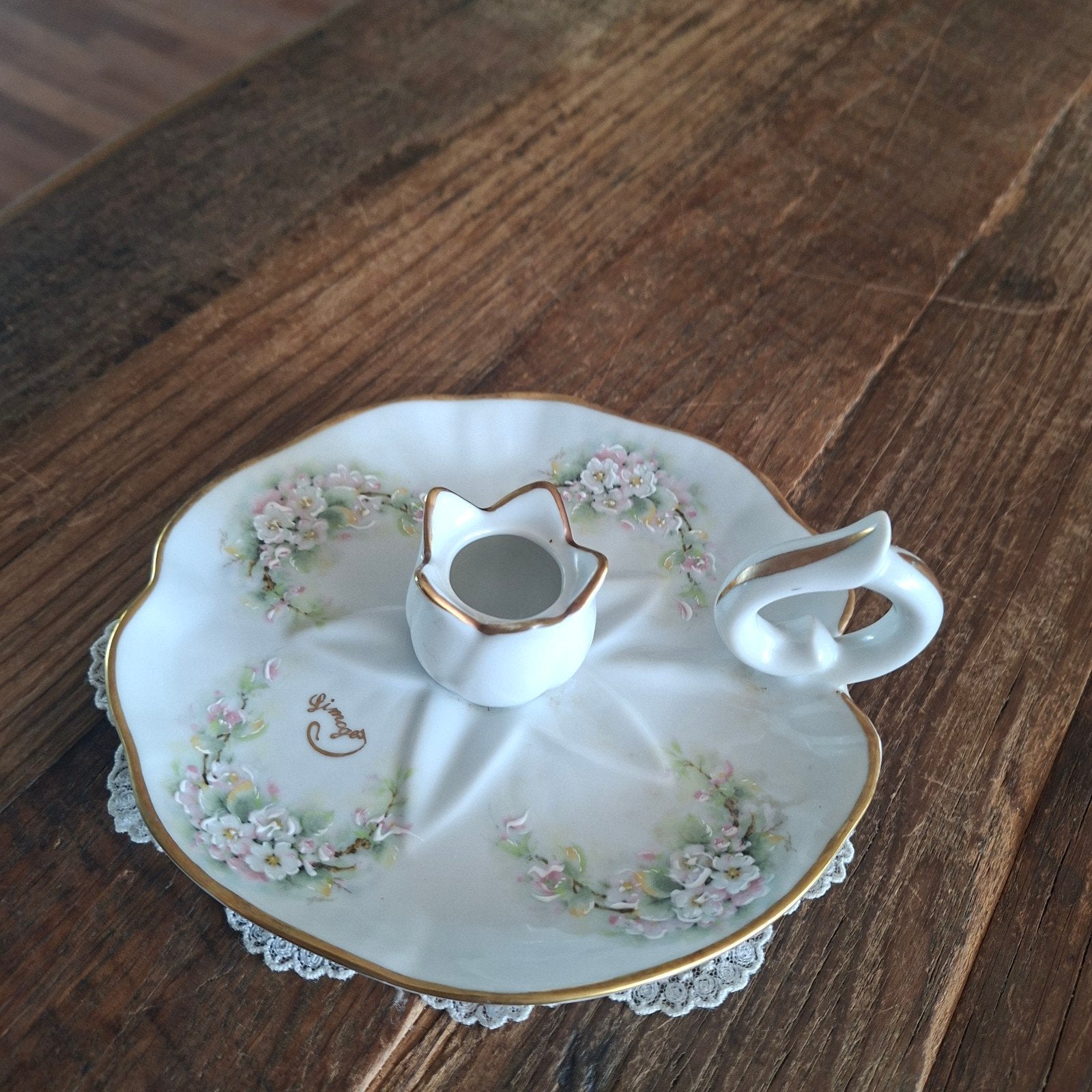Limoges Kandelaar 14 cm groot is een Oudje, Ophalen of Verzenden
