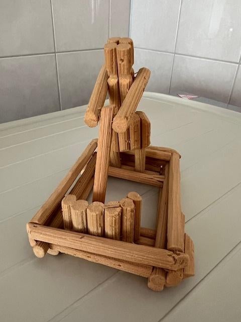 Bamboe popje met stamper Kameroen 1992, Antiek en Kunst, Curiosa en Brocante, Ophalen of Verzenden