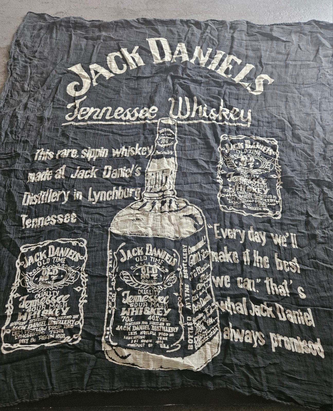 Jack Daniel's Tennessee Whiskey Reclamedoek/Wandkleed, Ophalen, Gebruikt, Reclamebord