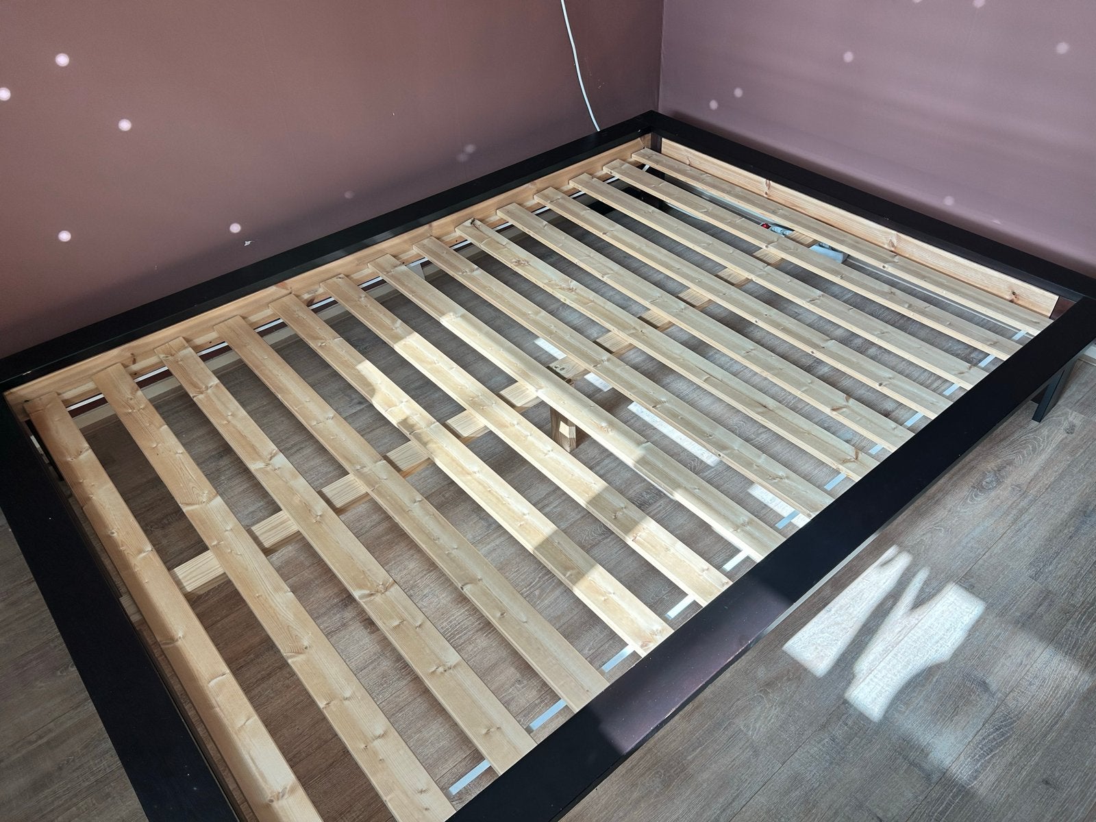 Wehkamp houten bed 140x200 cm incl. lattenbodem, Ophalen, Gebruikt, Zwart, 140 cm